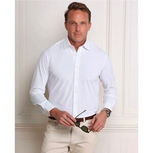 Collars & Co Mens Apex Performance XL White Stretch Dress Shirt Long Sleeve